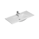 Stor badrumsinspiration med badrumsmöbler i mattvitt med elegant handfat och fyrkantig spegel med svart kant och lampa, terrazzo vägg och golv och växter på väggen för en modern och sofistikerad look.