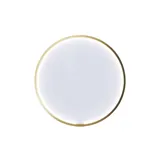 Nordisk stil badrumsinspiration med tvättställsskåp och underskåp i rökt ek, sminkplats, sidoplacerat handfat, rund spegel med mässingsram och synliga charmiga träbjälkar