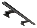 Stor badrumsinspiration med badrumsmöbler i mattvitt med elegant handfat och fyrkantig spegel med svart kant och lampa, terrazzo vägg och golv och växter på väggen för en modern och sofistikerad look.