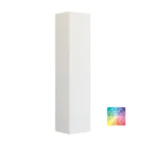 Badrumsinspiration med badrumsmöbler i modern blå färg, elegant fristående handfat och stor fyrkantig spegel med belysning, vita fiskbensplattor ger ett stilrent och klassiskt uttryck