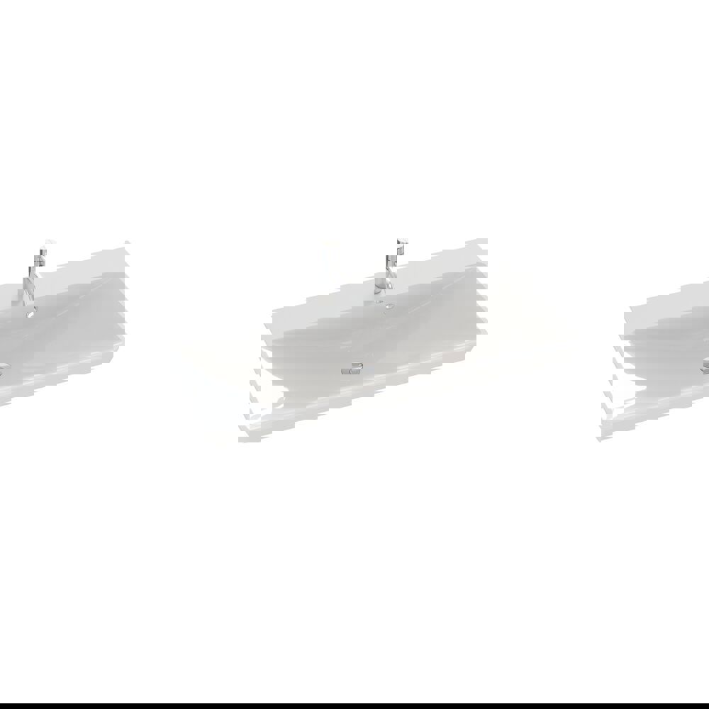 Badrumsinspiration med badrumsmöbler i mattgrått med elegant tvättställ, vacker kvadratisk spegel, grått golv och små plattor i olika nyanser av gult och grönt, som med gul vägg ger ett ljust och lekfullt uttryck