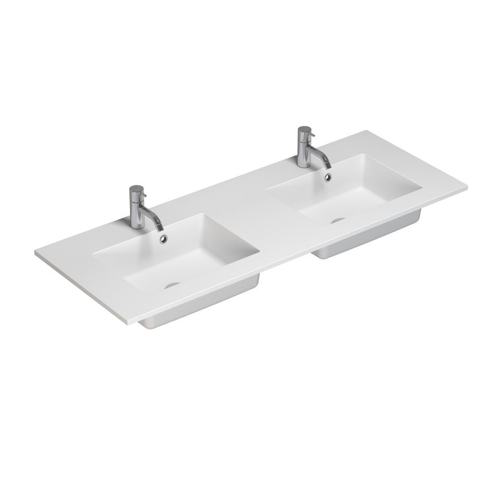 Rått och modernt badrum i urban stil. Vackra tvättställsskåp och runda speglar med svarta kanter