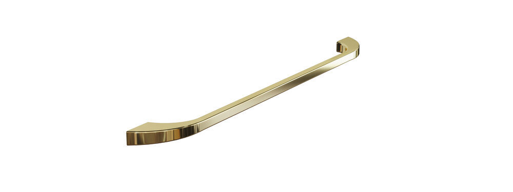 Stort och romantiskt badrum med rund spegel med guldkant