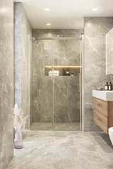 Badrumsinspiration med en duschkabin med skjutdörrar för en elegant och lyxig look i ditt badrum