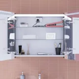 Stor badrumsinspiration med badrumsmöbler i Black Structure med ett elegant spegelskåp med integrerad belysning och praktisk och snygg inredning samt eluttag för en exklusiv badrumsupplevelse.
