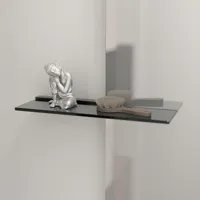 Modern badrumshylla i glas som tillför stil och elegans till rummet.