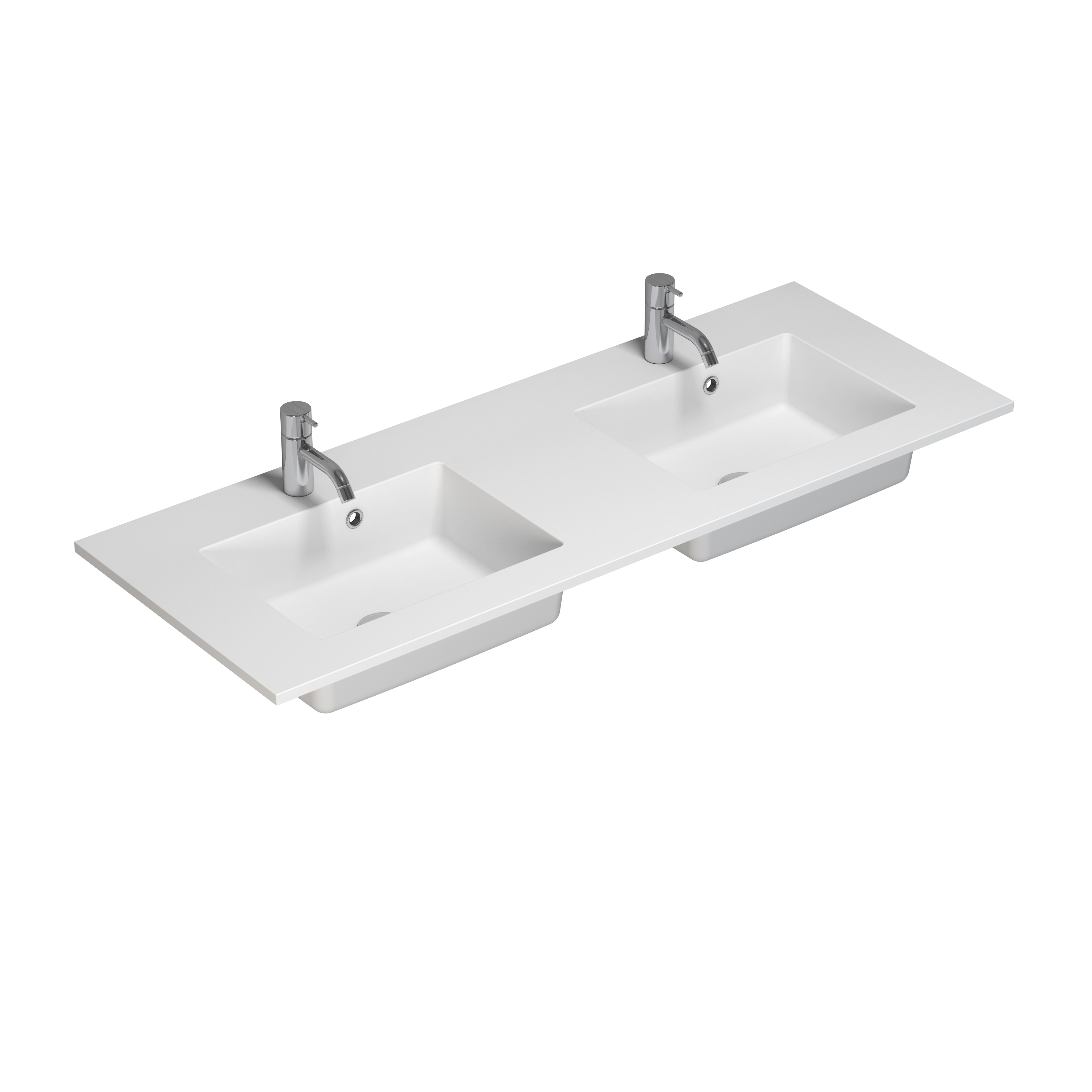 Stor badrumsinspiration med badrumsmöbler i svart ek med eleganta räfflor, stilfull dubbel handfat, fyrkantiga speglar, vita kakelplattor med geometriskt mönster ger ett ljust, symmetriskt och klassiskt utseende.