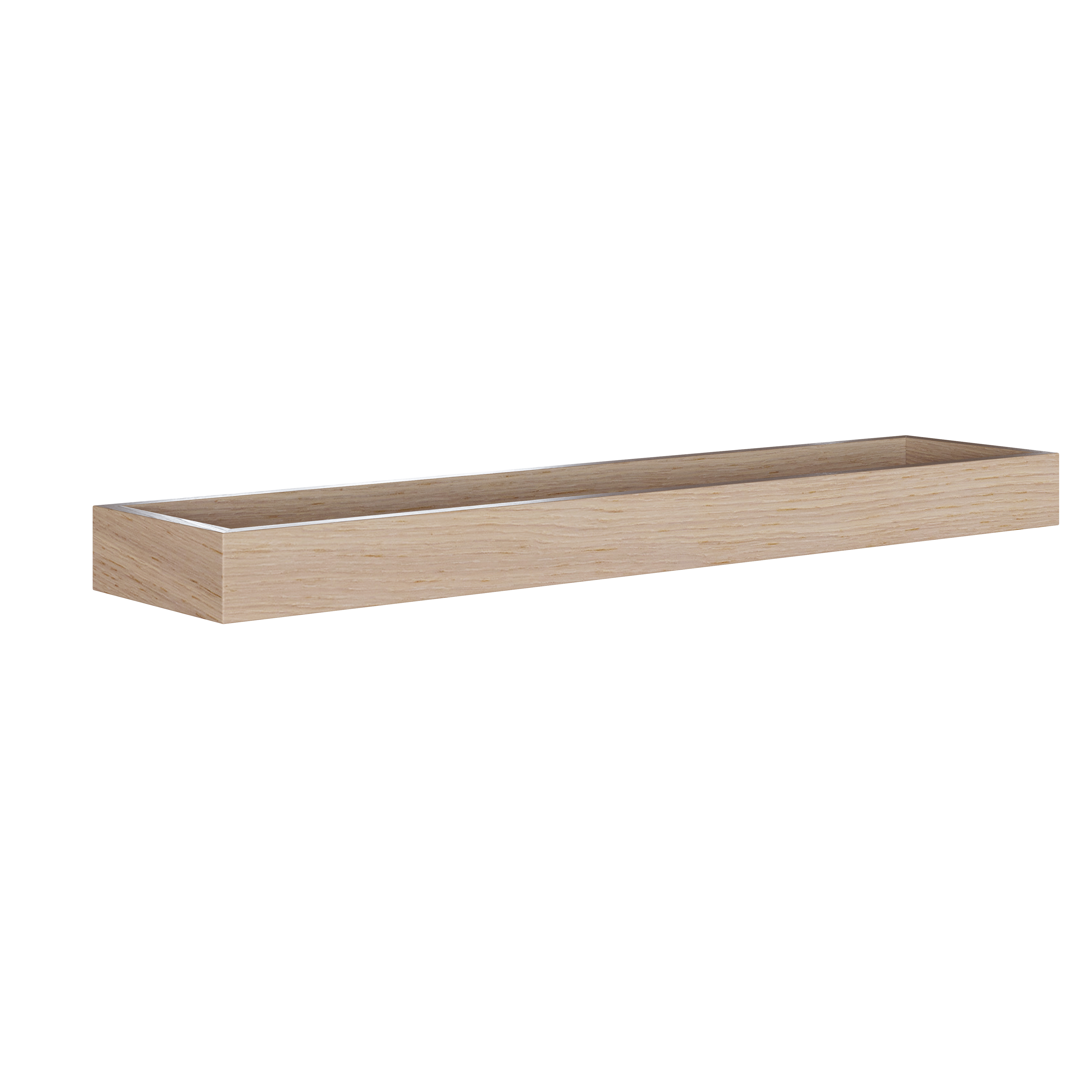 Modernt sminkbord i nordisk stil med ljust trä, elegant belysning, fyrkantig spegel och förvaringshyllor som skapar en stilfull och funktionell plats.